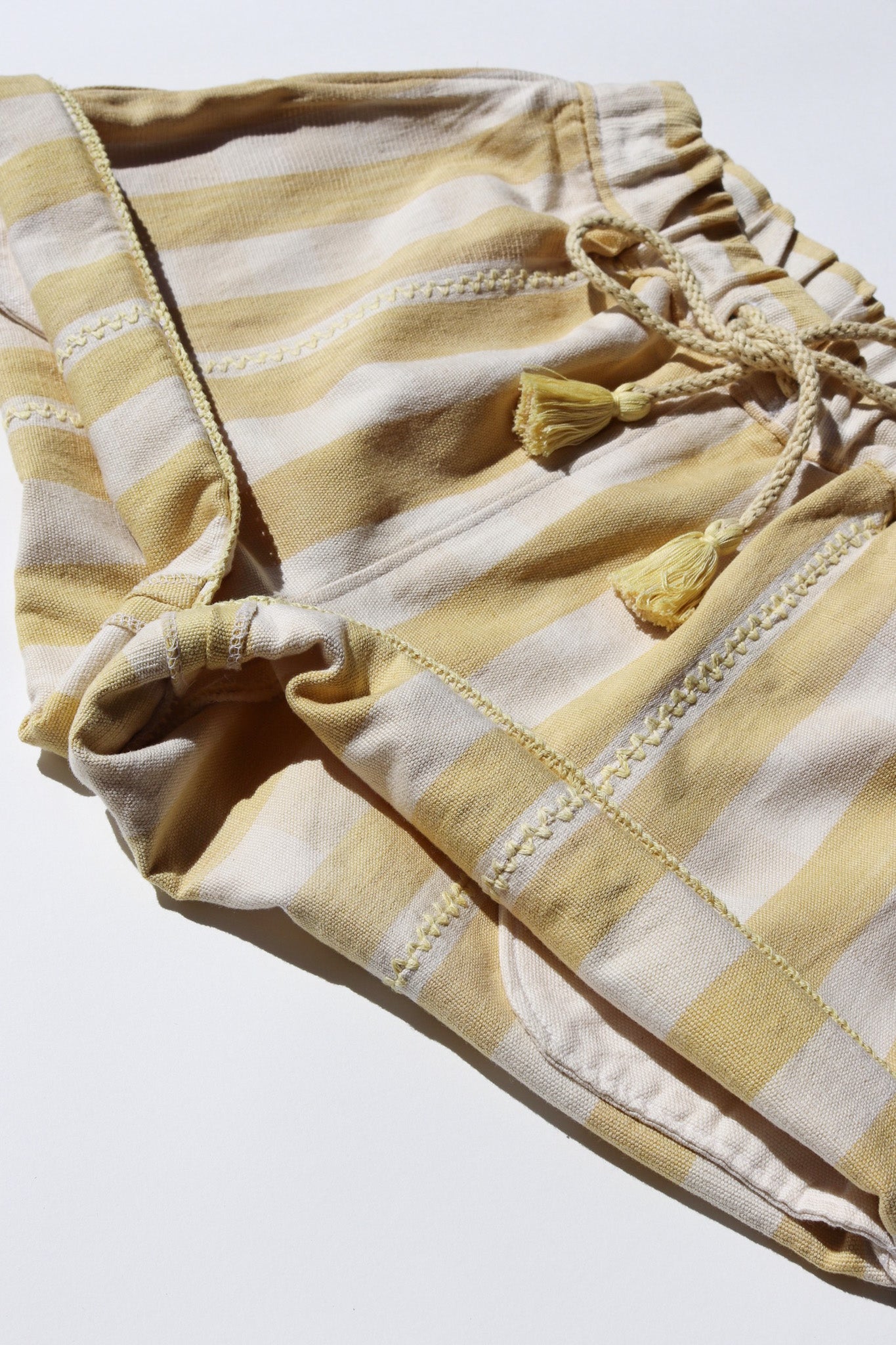 HANDWOVEN SHORTS IN YELLOW GINGHAM