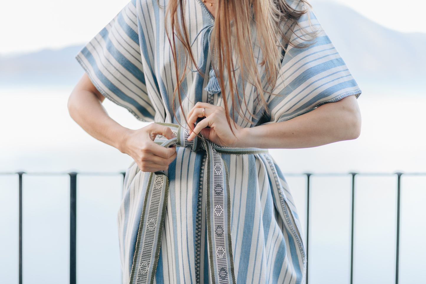 BLUE STRIPE WIDE MIDI KAFTAN