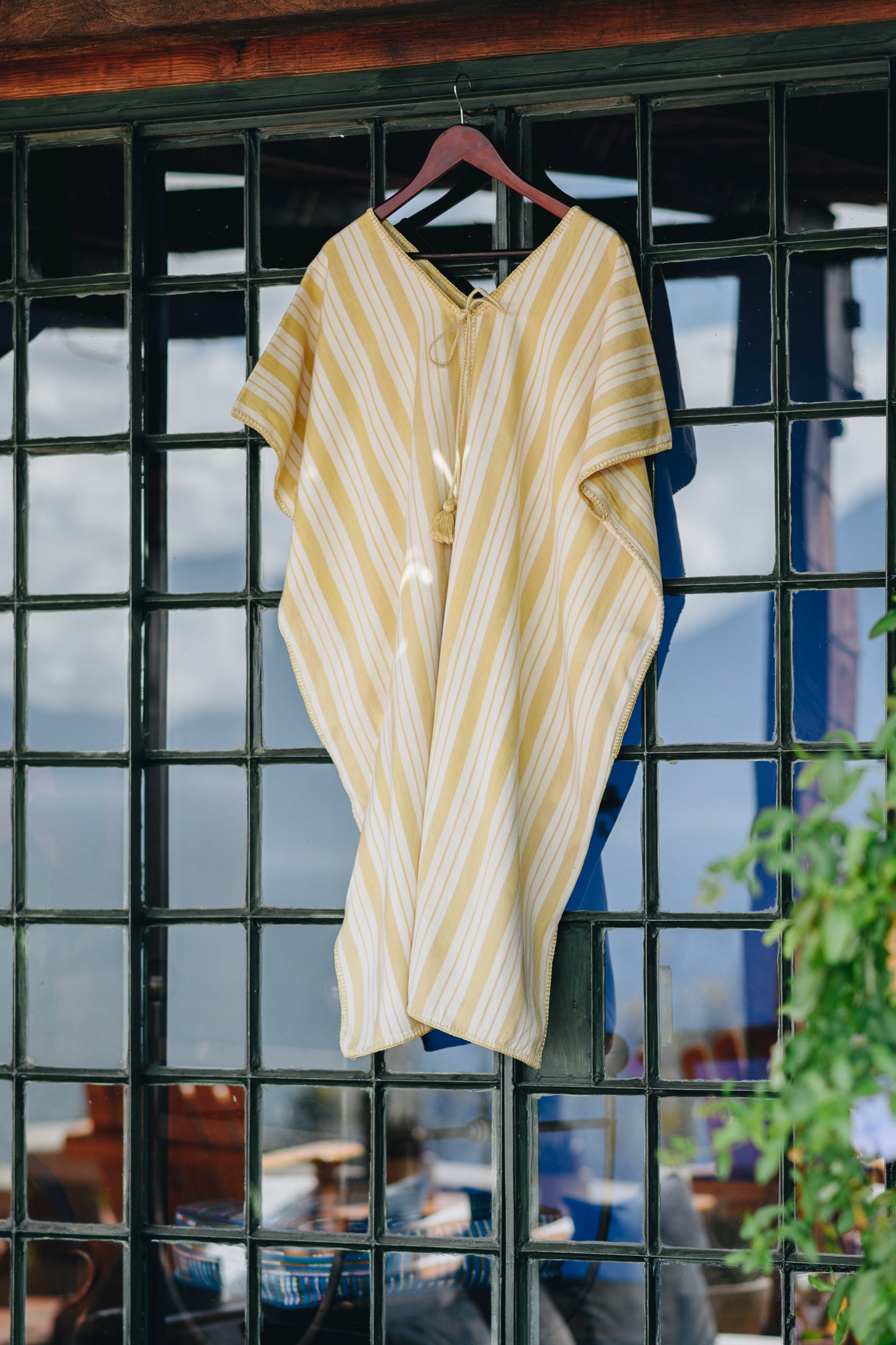 YELLOW STRIPE EXTRA WIDE MIDI LENGTH KAFTAN