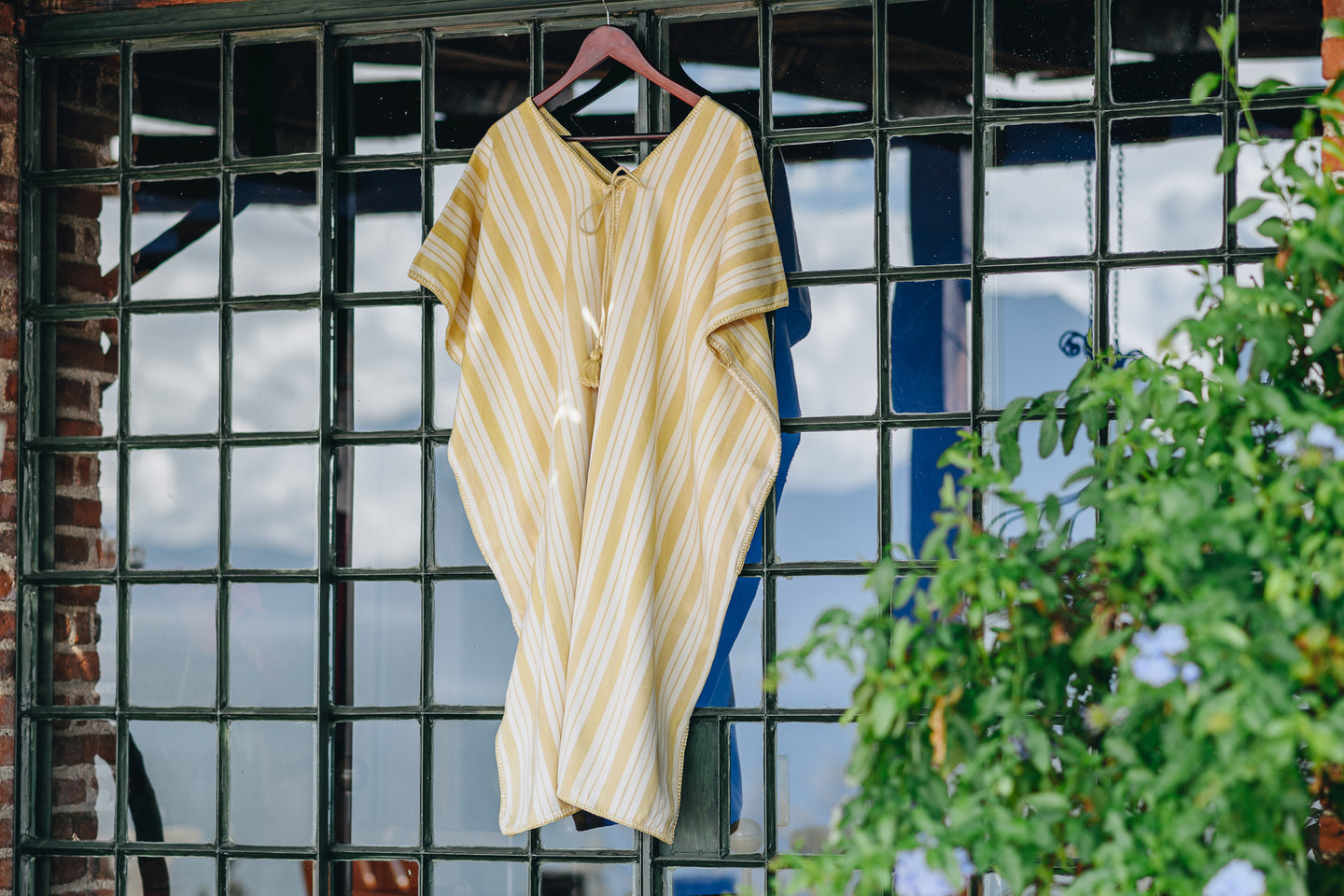 YELLOW STRIPE EXTRA WIDE MIDI LENGTH KAFTAN