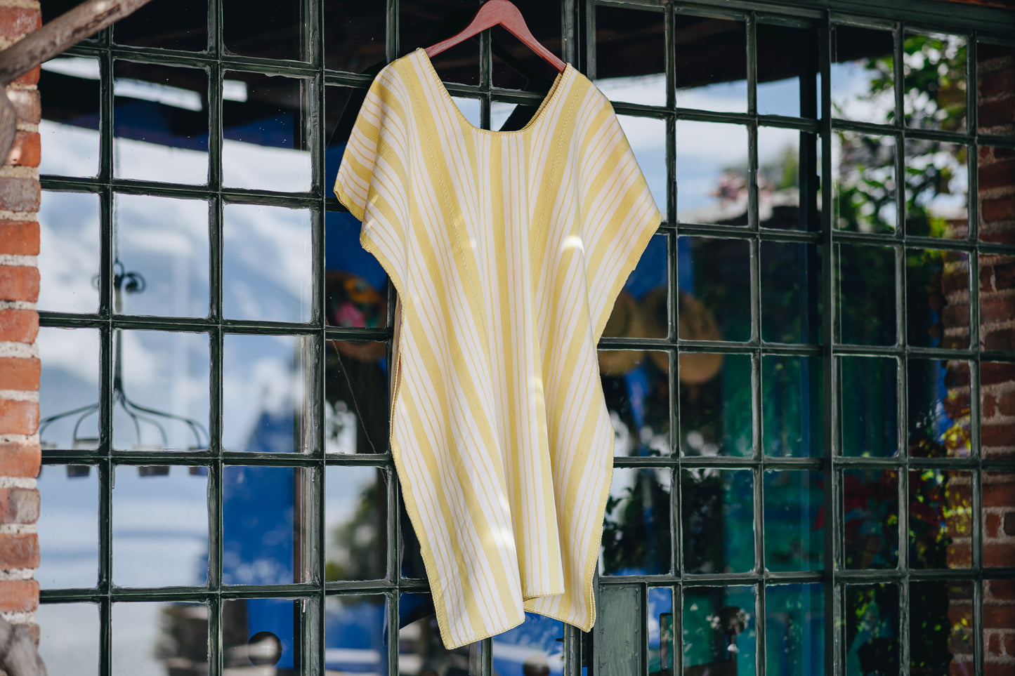 YELLOW STRIPE WIDE MINI/MIDI KAFTAN