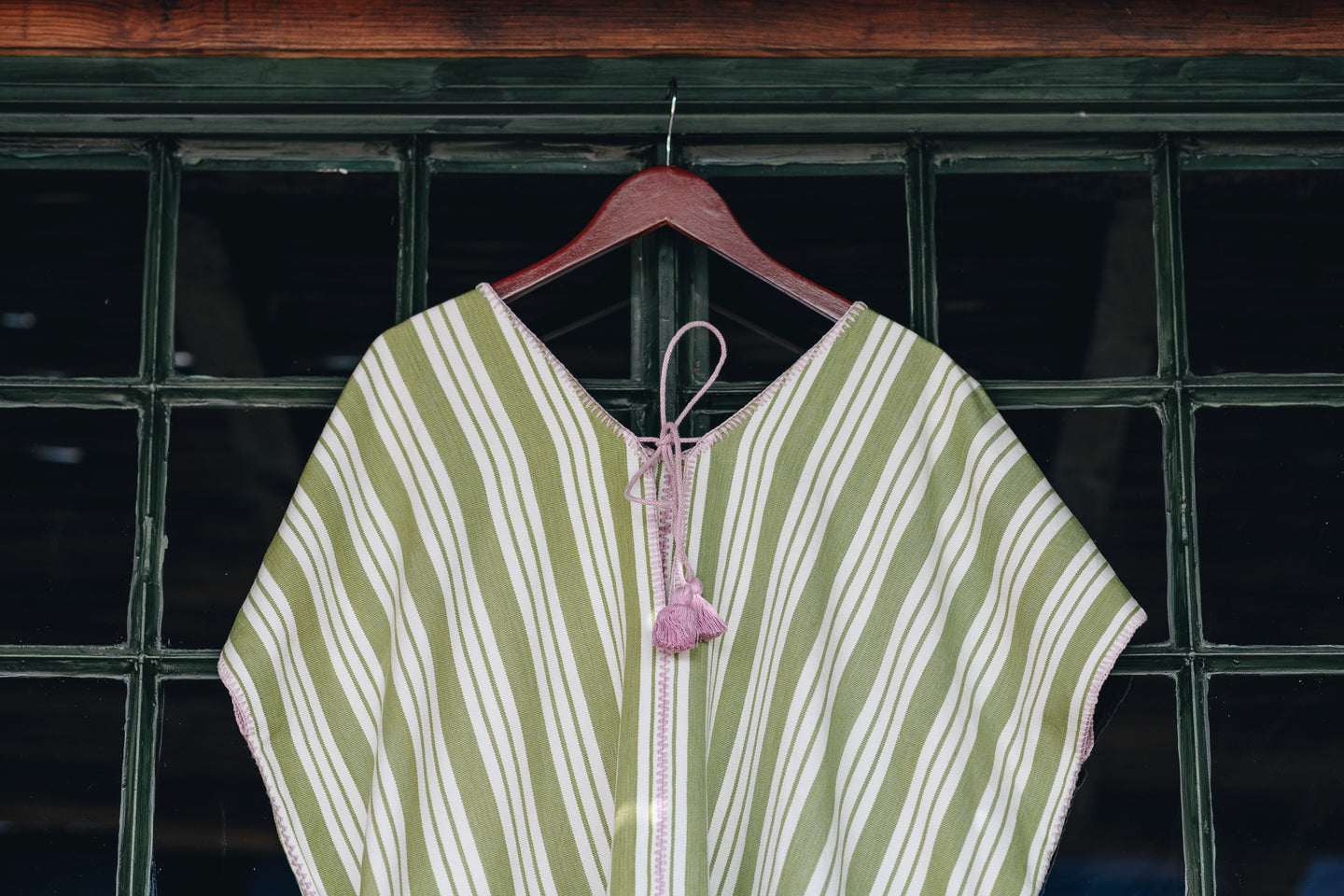 JADE STRIPE NARROW MINI KAFTAN WITH PINK STICH