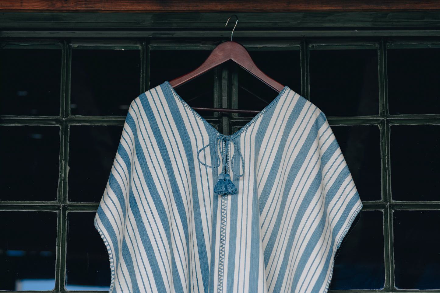 BLUE STRIPE EXTRA WIDE MIDI KAFTAN