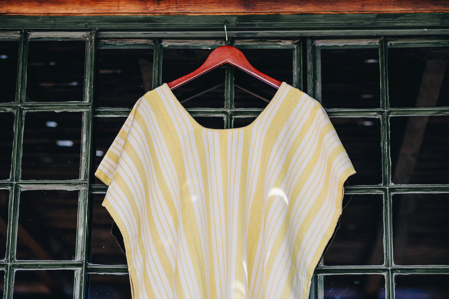 YELLOW STRIPE WIDE MINI/MIDI KAFTAN