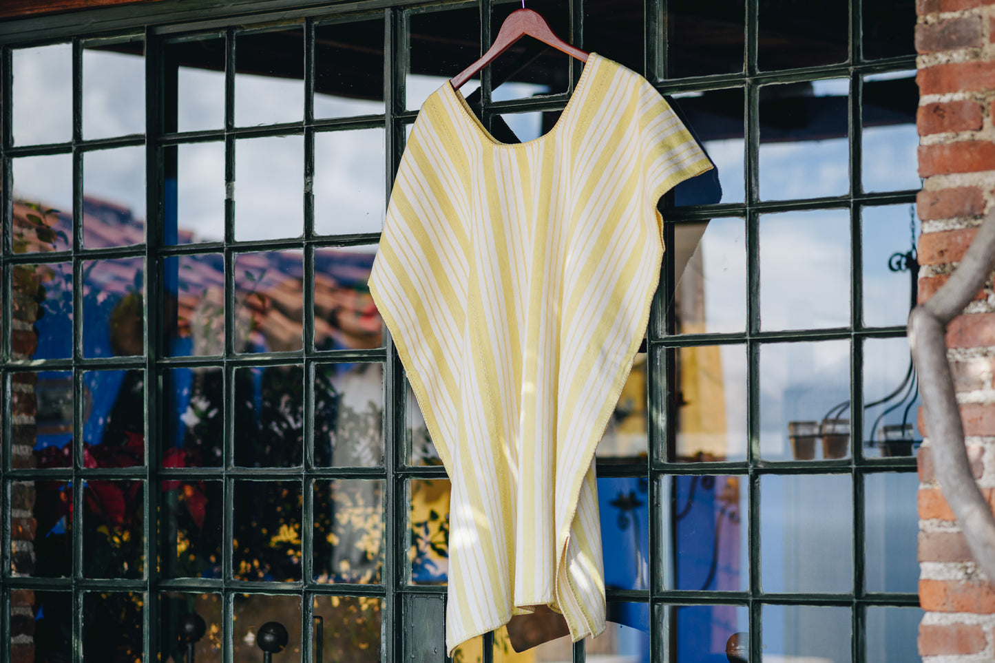 YELLOW STRIPE WIDE MINI/MIDI KAFTAN