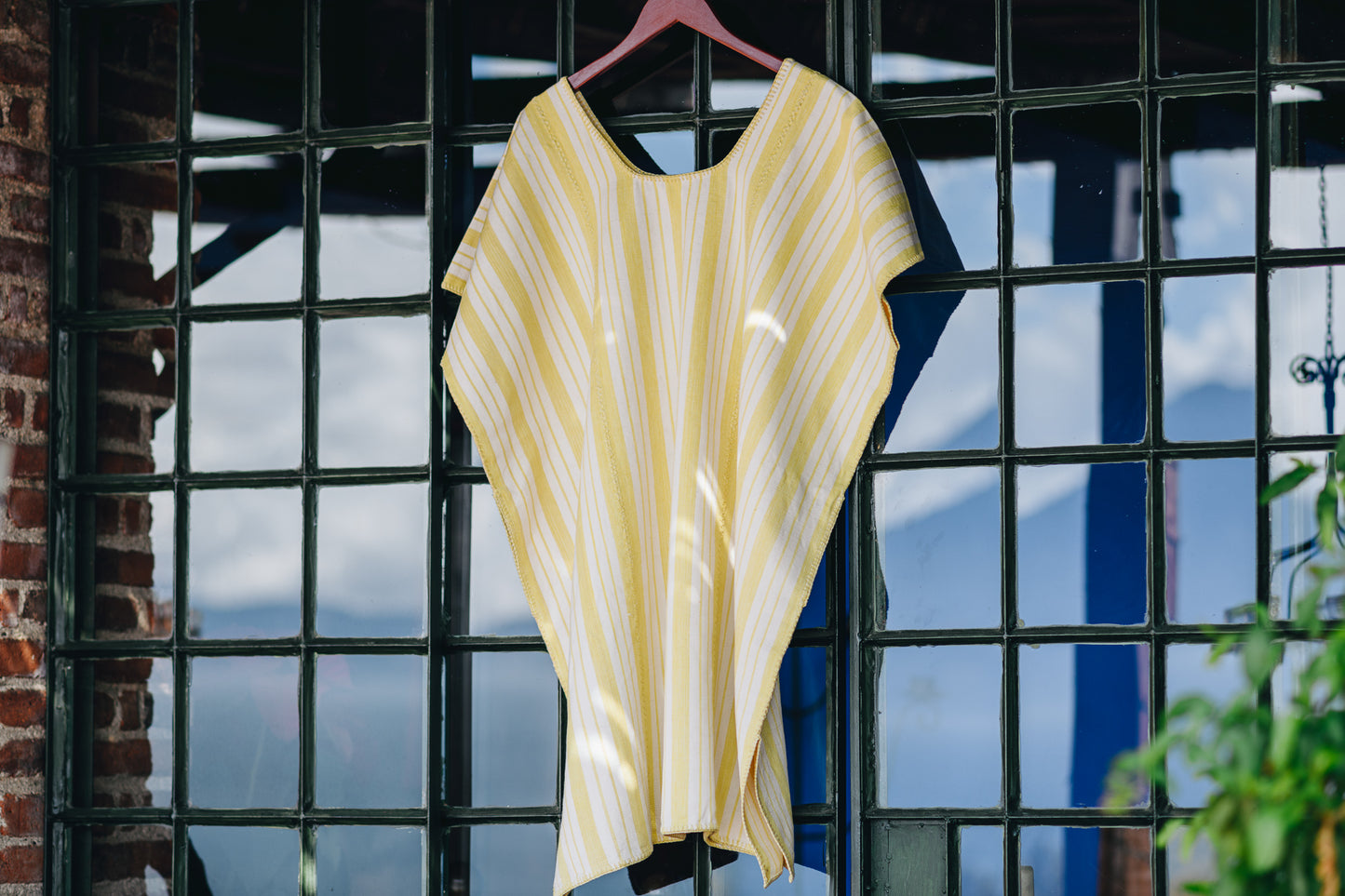 YELLOW STRIPE WIDE MINI/MIDI KAFTAN