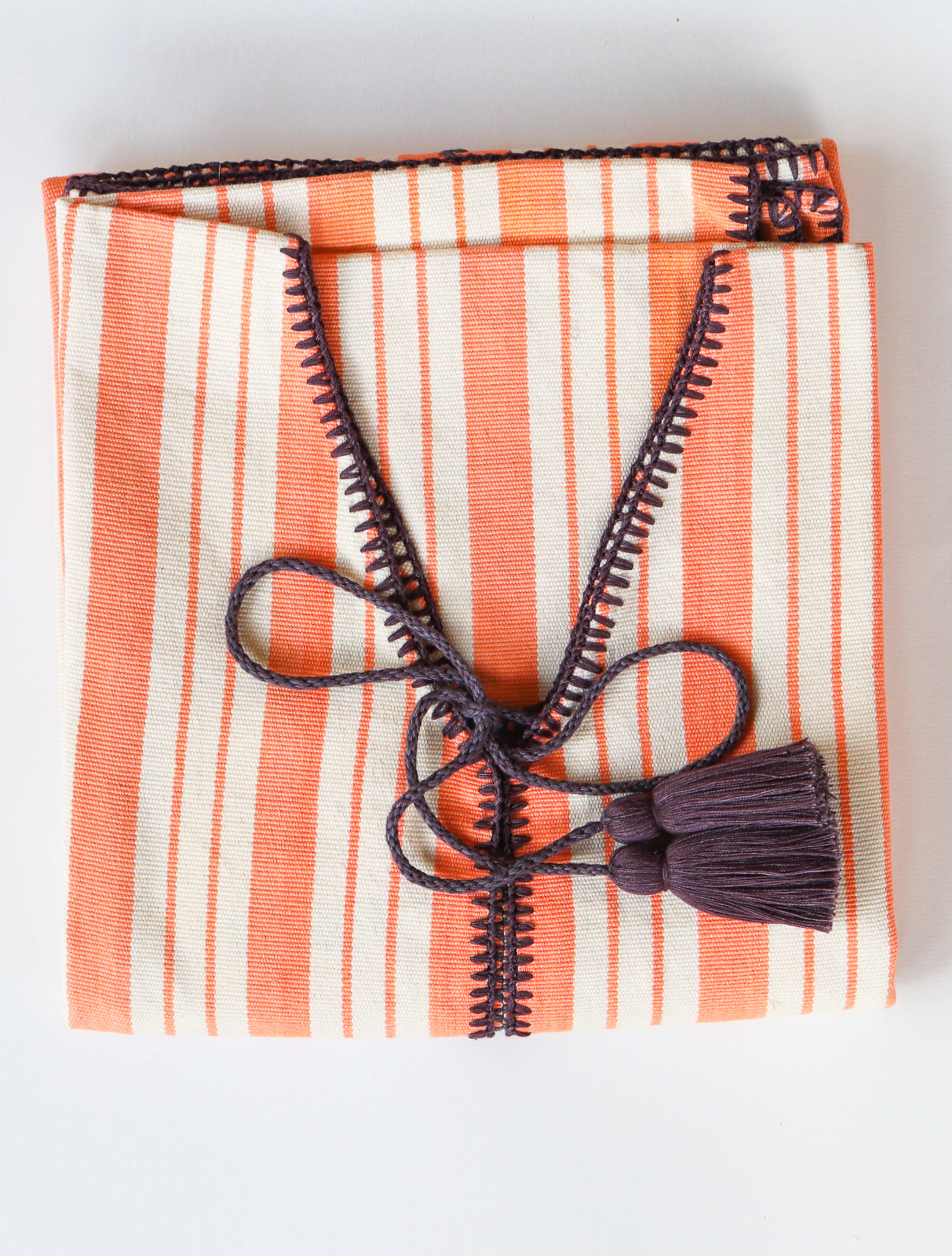 ORANGE STRIPE NARROW MIDI KAFTAN WITH LAVENDER STITCH