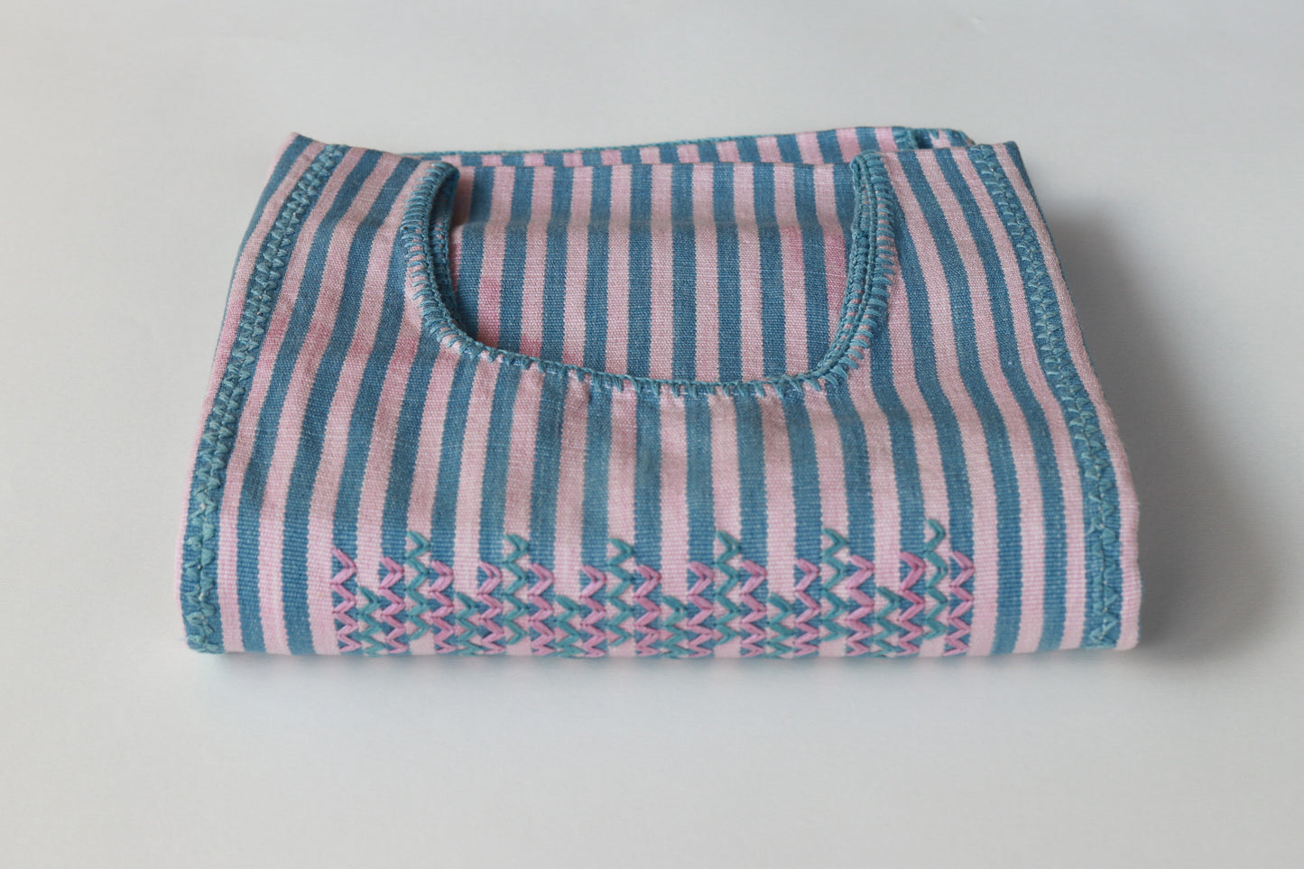 PINK AND BLUE STRIPE WIDE MINI KAFTAN