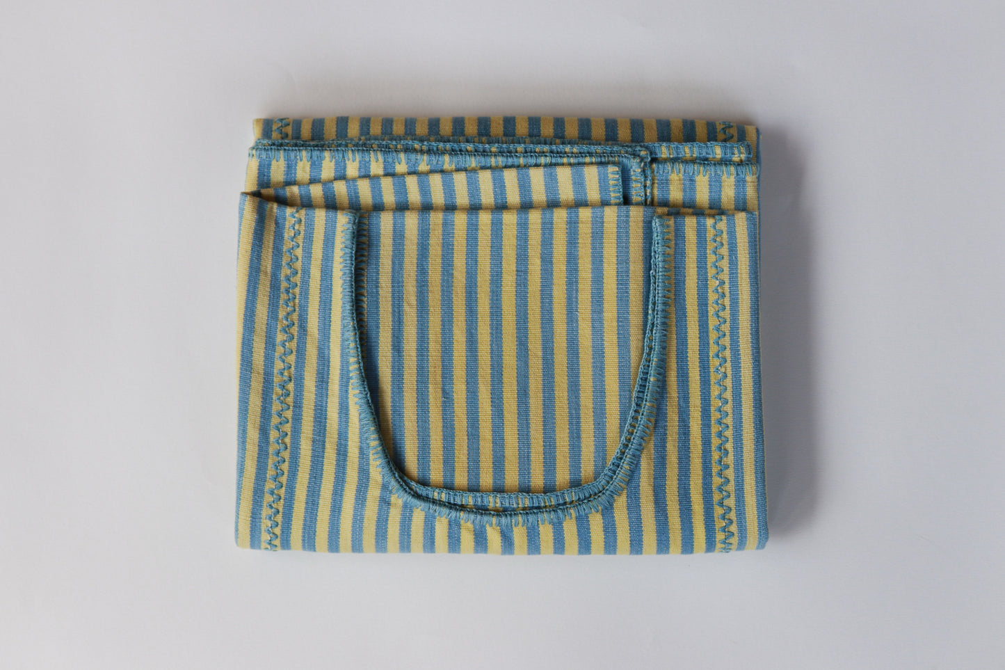 YELLOW AND BLUE STRIPE WIDE MINI KAFTAN